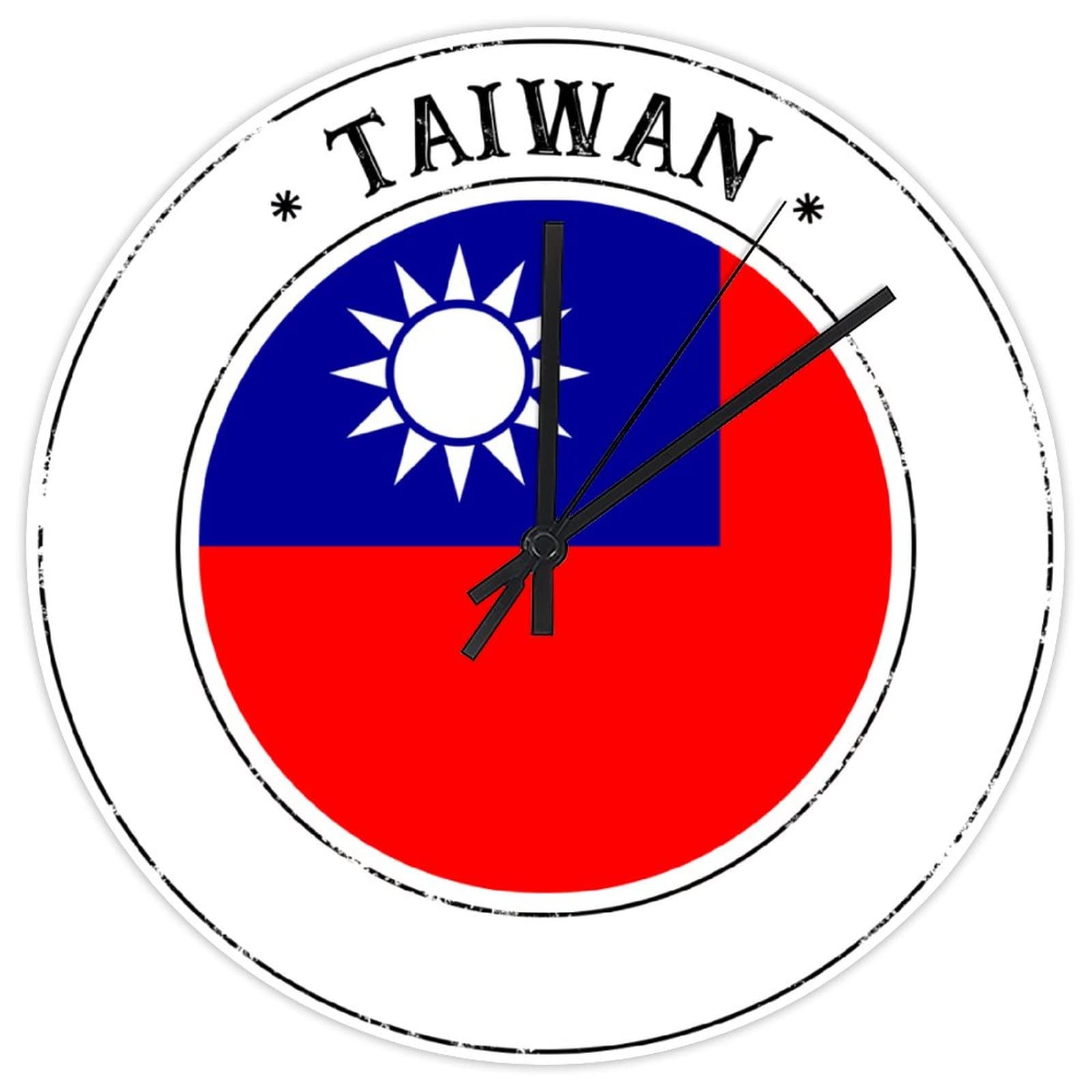 Horloge murale numérique drapeau de Taiwan 30,5 cm en PVC pour chambre et bureau