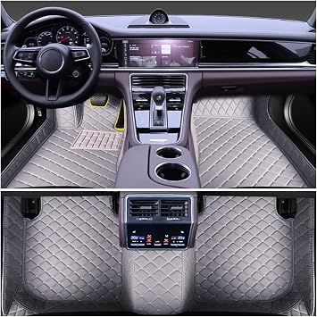 Customized Car Floor Mats Created Using MX-5 Miata 1995-2024 Luxury Faux Leather Car Mats All Weather Use Automotive Floor Liners Waterproof Anti Slip Vehicle Carpets Gray