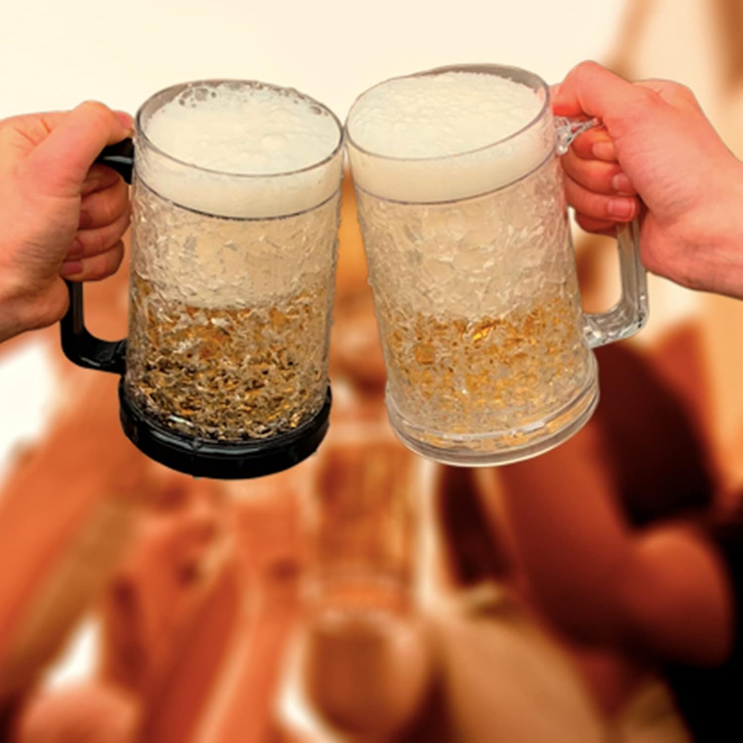 Double Wall Gel Frosty Freezer Ice Mugs 16oz Set of 4 (White black red and blue) - Image 5