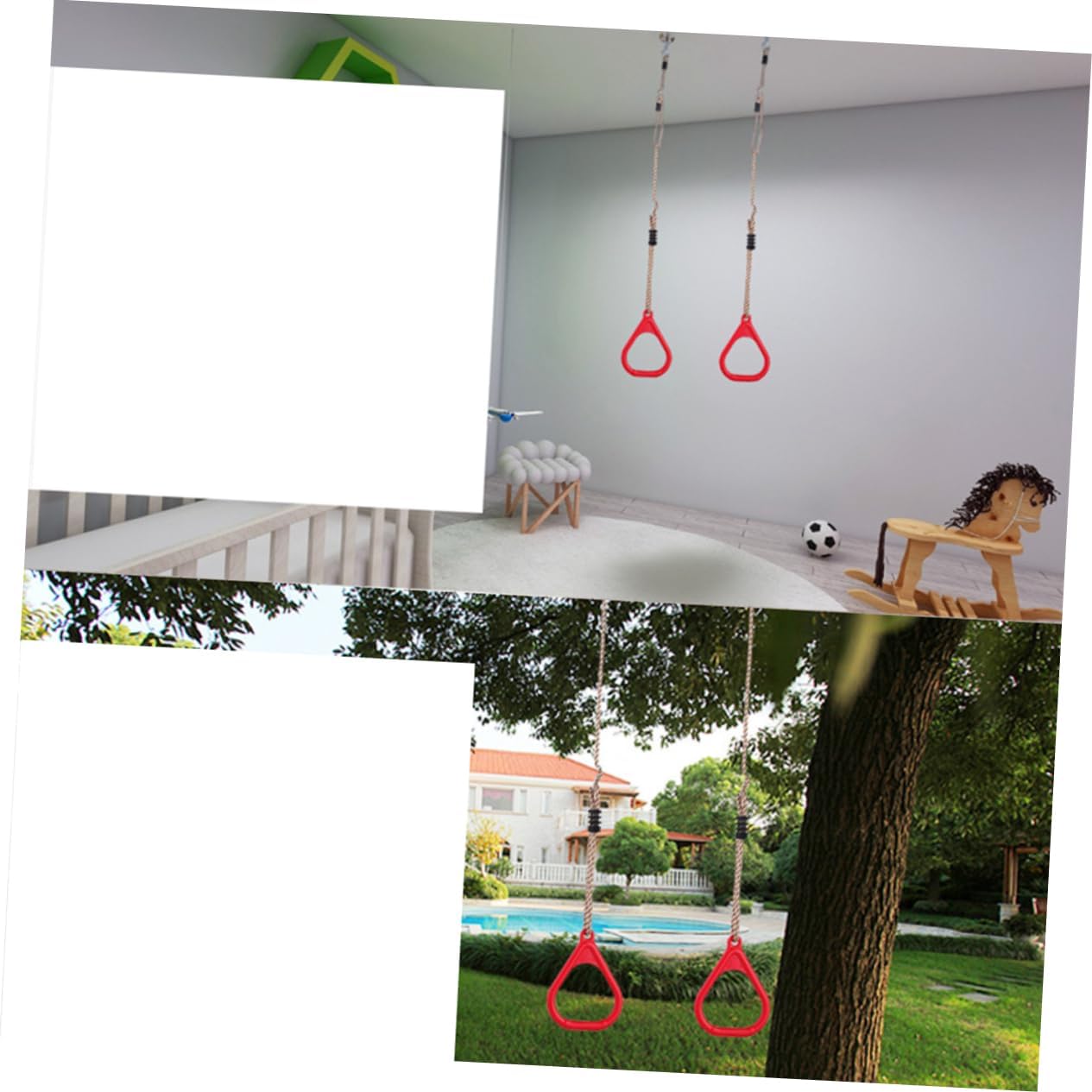 Boy Girl's Gymnastic Rings Durable Plastic Fitness Rings for Full Body Strength Training Accessories for Boy Girl for Home Outdoor Exercise