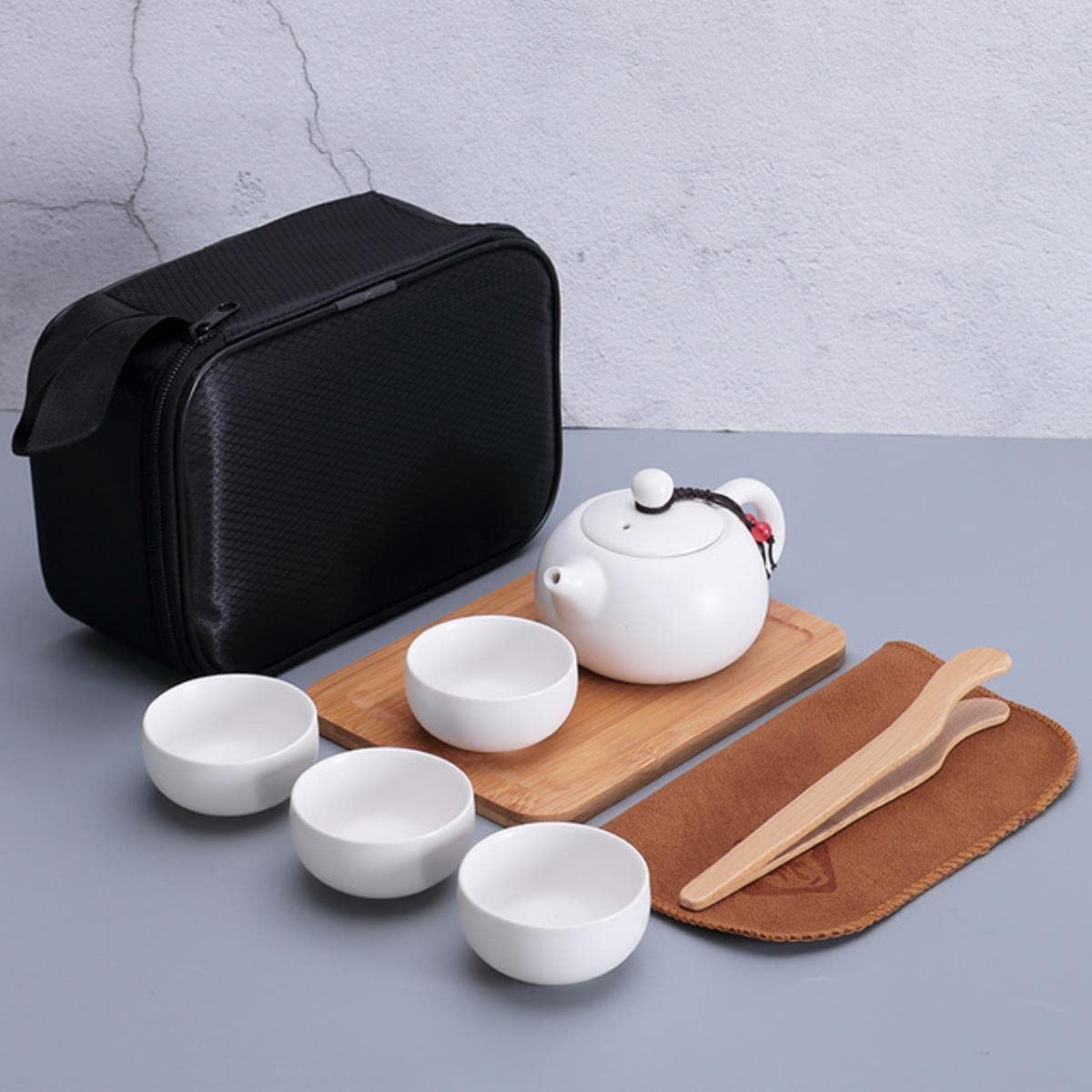 Juego de té de viaje portátil, cerámica Yaguang Kung Fu, una olla, cuatro tazas de oficina, regalos de negocios, juego de 8 piezas