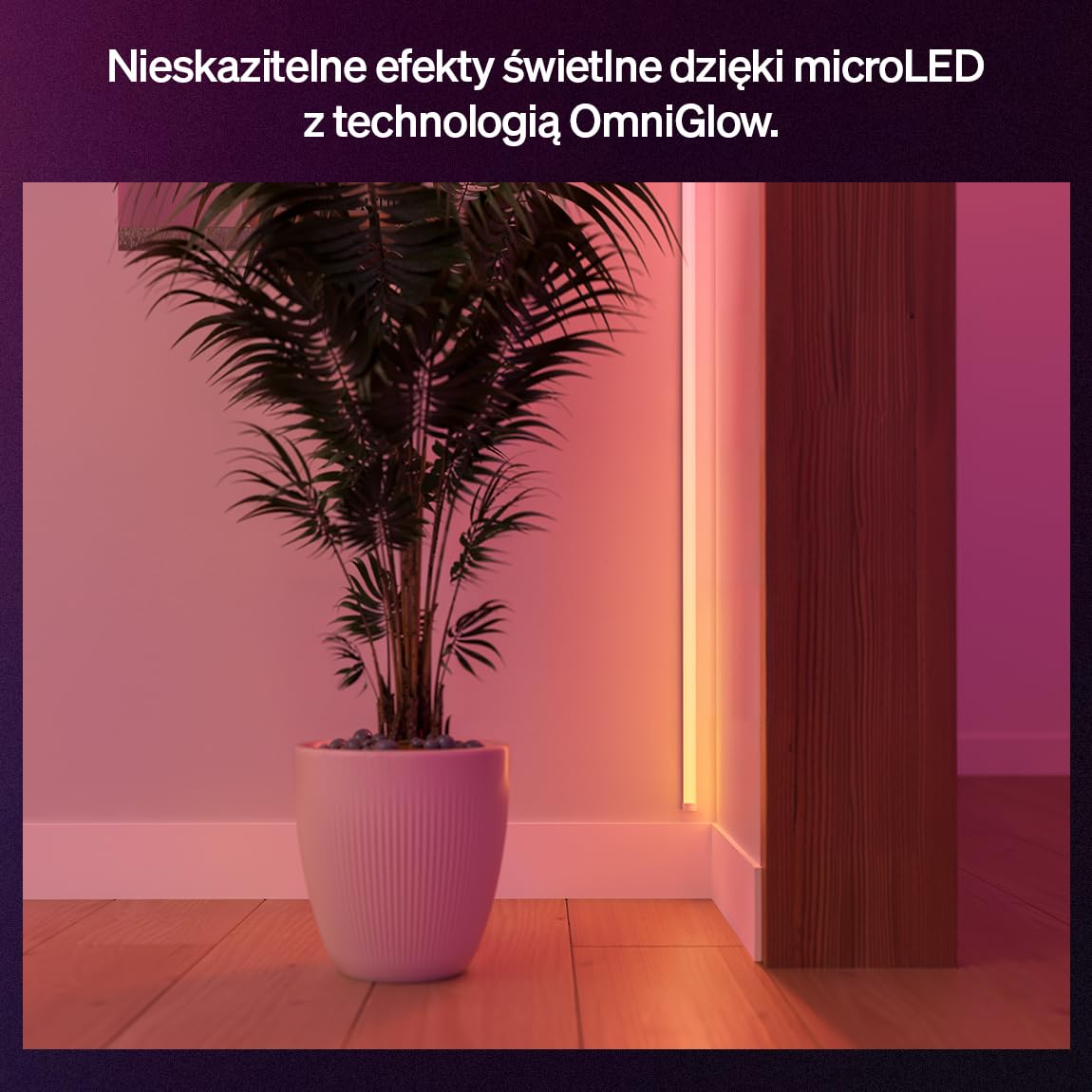 Philips Hue OmniGlow 3-metrowa taśma LED mikro LED, 2700 lm, żywe kolory i atmosfera, elastyczne oświetlenie wewnętrzne, jednolite światło, możliwość cięcia, sterowanie za pomocą aplikacji i głosem