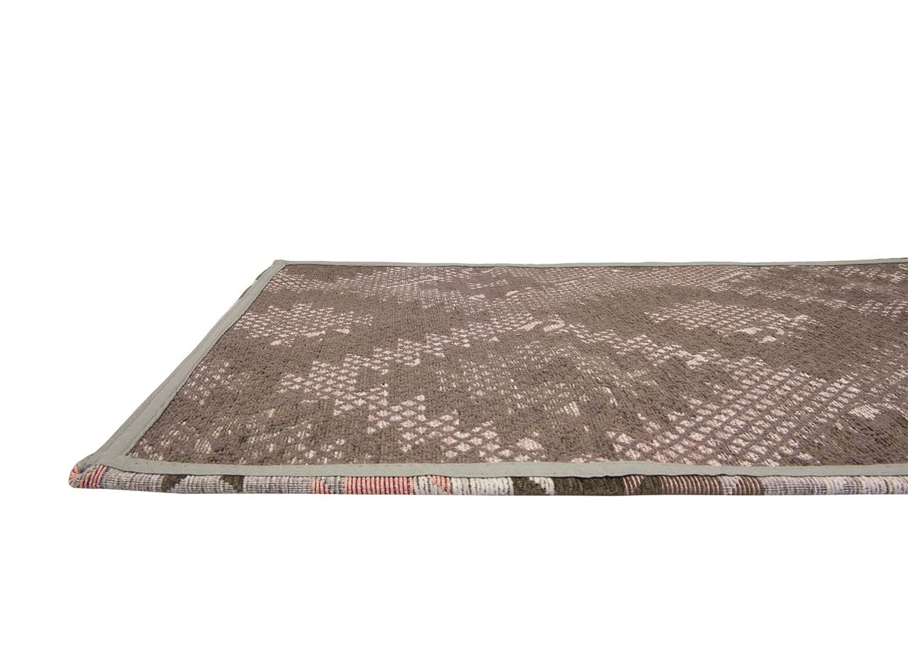 BIANCHERIAWEB By Suardi - Lot de 2 tapis d'ameublement antidérapant pour chambre salon, motif abstrait, géométrique, 65 x 110, rose