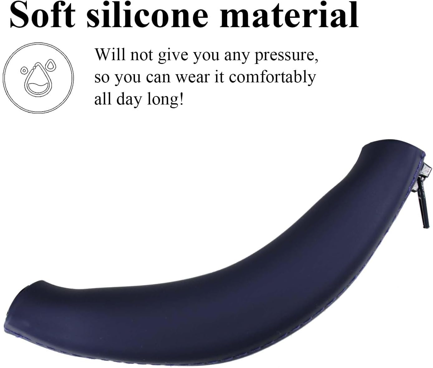 Adhiper Silicone Sweat Headband Cover for Sony WH-1000XM4, WH-CH720N, WH-XB910N, ULT WEAR, Washable Zipped Dustproof Headband Cover Protector for Soundcore Space Q45, Life Q30 & Q20 (Dark Blue) - Image 4