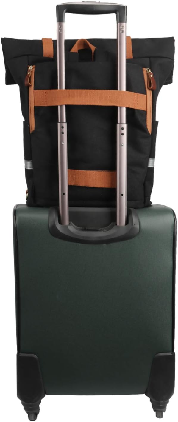TOURBON Black Canvas Backpack Convertible Panniers Bike Rear Rack Bag Travel Bicycle Commuting Back Pack Grocery Shopping Carrier for Cycling Hiking Motorcycle