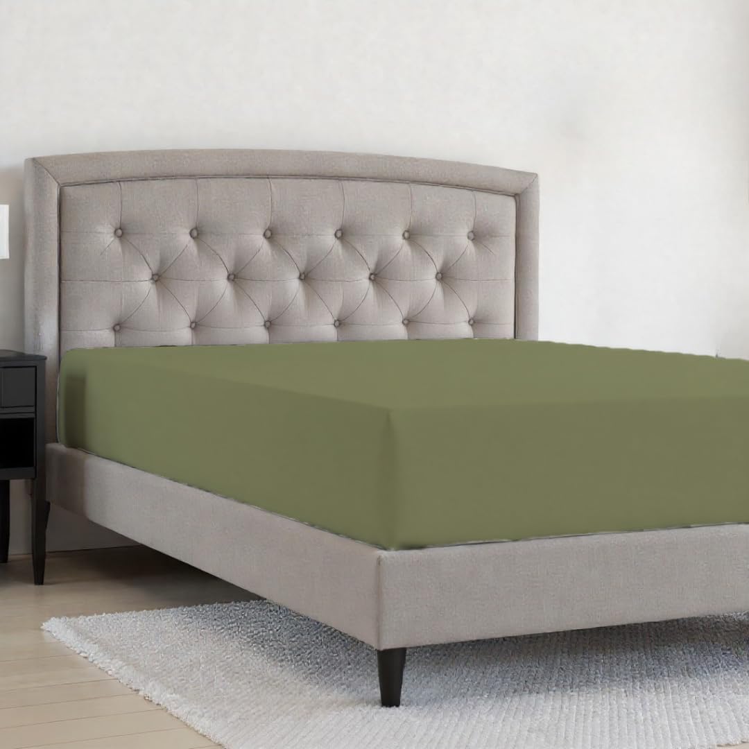 Egyptian Cotton Queen Fitted Sheet Only 800 Thread Count Sateen Weave, 18 Inch Deep Pocket, Soft, Breathable & Cooling Fitted Sheet, Light Grey