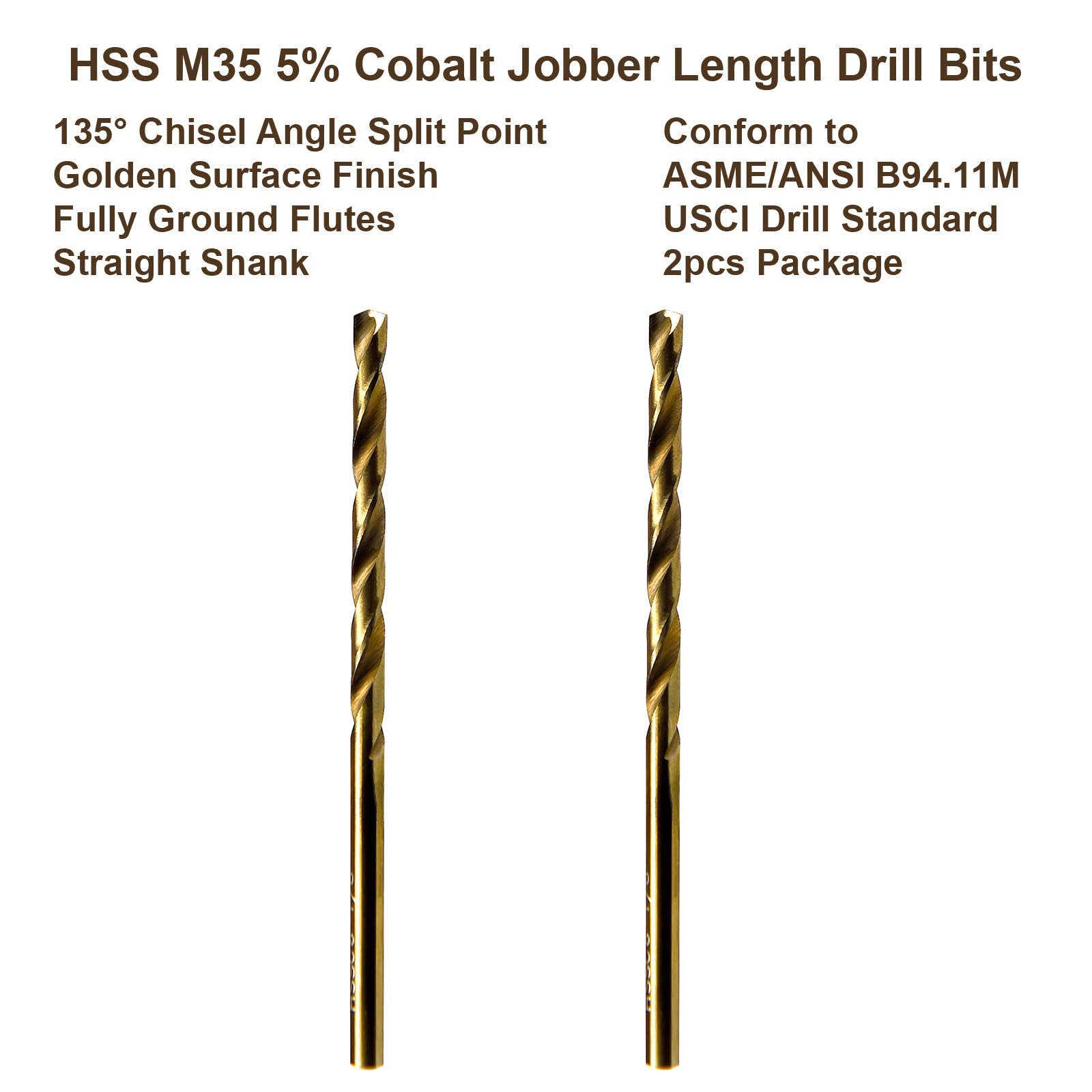 MAXTOOL No.11 2pcs Identical Jobber Length Drills 0.191