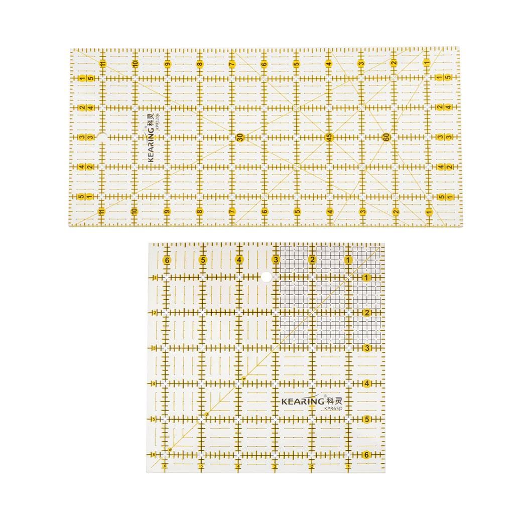 Enhanced Quilters Ruler Sewing Template Patchwork Craft Tool Set for Accurate and Precise Quilting Measurement, 2 Pieces Square Rectangle Transparent Hard Plastic, as described