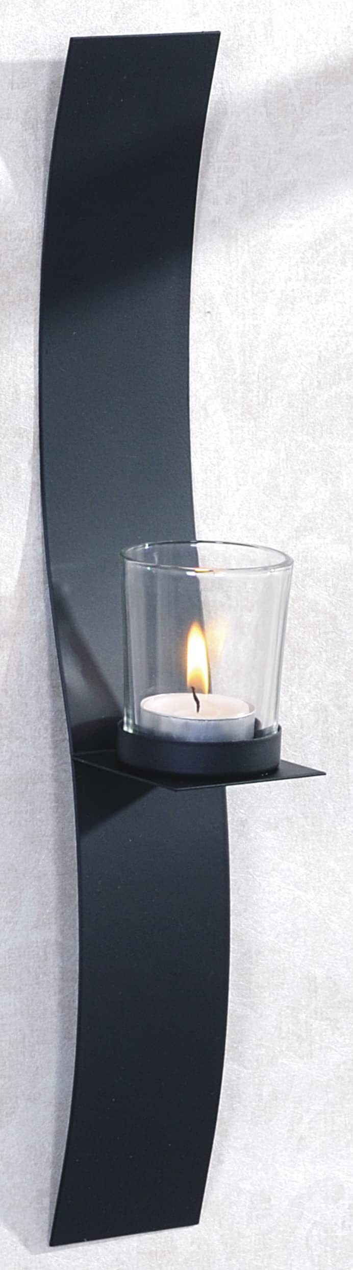 Novaliv 6X Wandkerzenhalter aus Metall mit Glas 6 x 39,5 x 6 cm Schwarz Kerzenhalter Teelichterhalter Wohnzimmer Dekoration Wanddeko Kerzen Vintage Deko Teelicht Wandhalter
