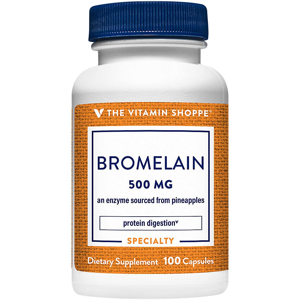 The Vitamin Shoppe Bromelain 500mg 600 GDU - Protein Digestion & Absorption | Pineapple Enzyme | 100 Capsules | Digestive Support 100 Count (Pack of 1)