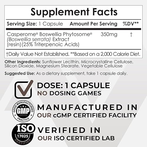 Miniatura 2 de Nootropics Depot Boswellia Phytosome Cápsulas  350mg  Casperome  25% de ácidos triterpenoicos  Boswellia serrata  Incienso  Salud intestinal y