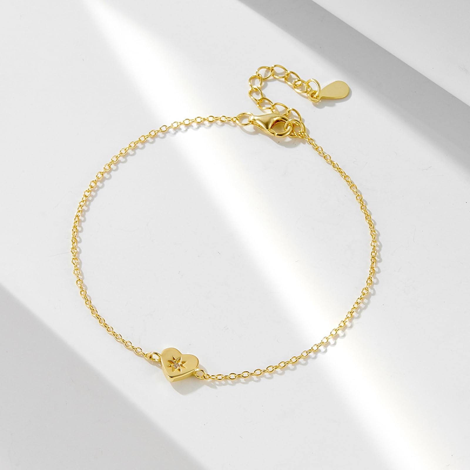 Pulseras de corazón para mujer, oro con diamantes de laboratorio, hechas a mano para mujer, pulseras