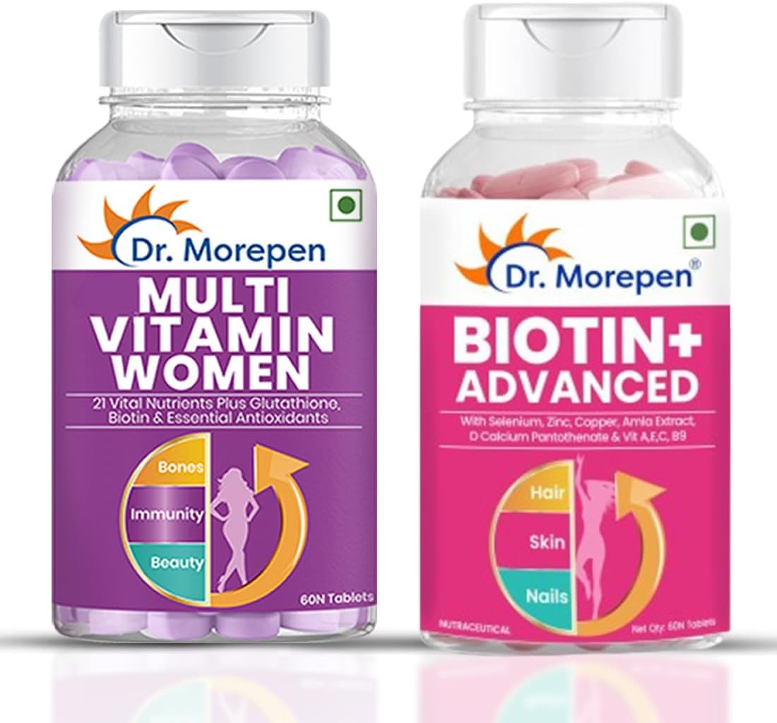 Biotin+ for Hair Growth and Multivitamins for Women - 60 Veg Tablets Each
