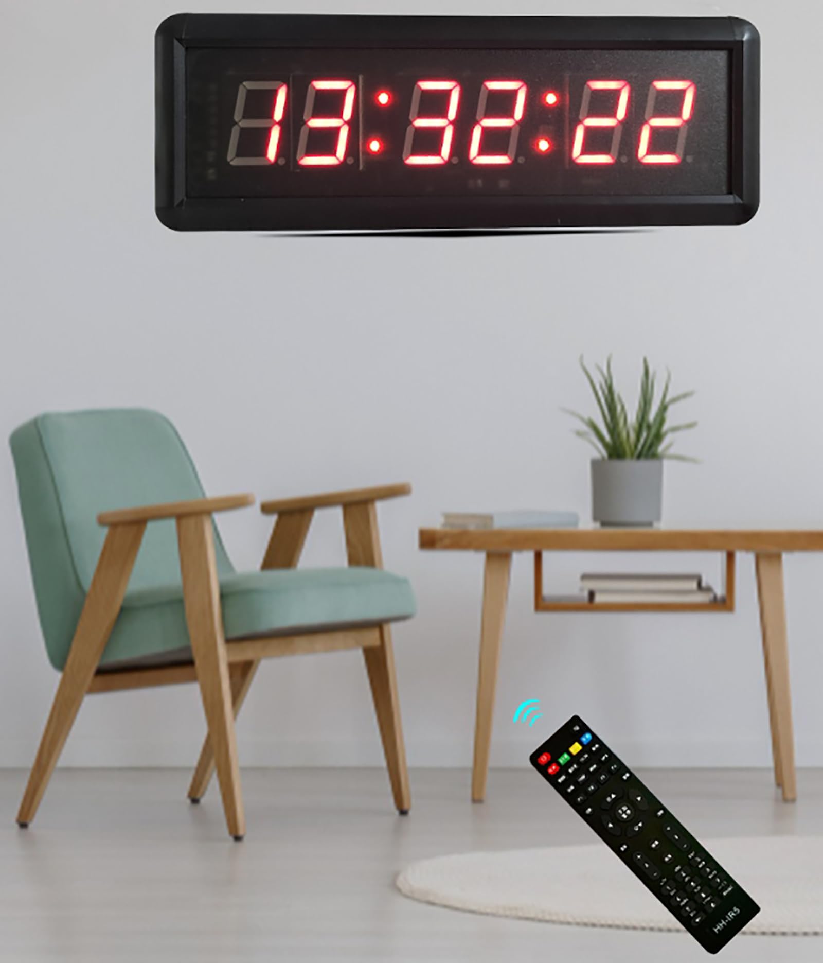 Reloj digital LED, temporizador de gimnasio con control remoto, temporizador, cuenta atrás, cronómetro, alarma, pantalla clara para deportes y competiciones