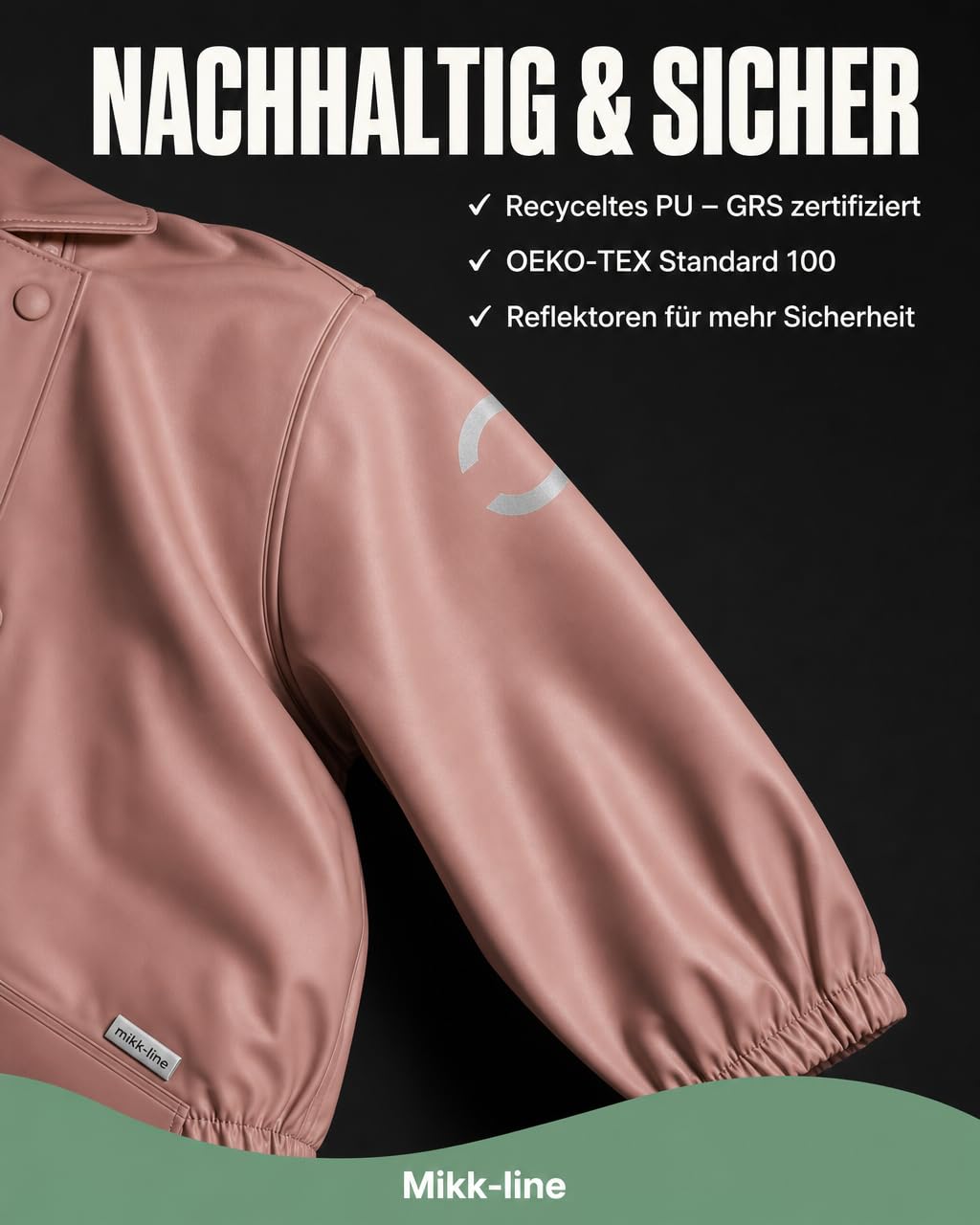 Mikk-line Unisex Regenjacke Kinder Wasserdicht und Winddicht | Regenjacke Mädchen und Jungen mit Reflektoren und Kapuze Abnehmbar | Leichte Matschjacke OEKO-TEX
