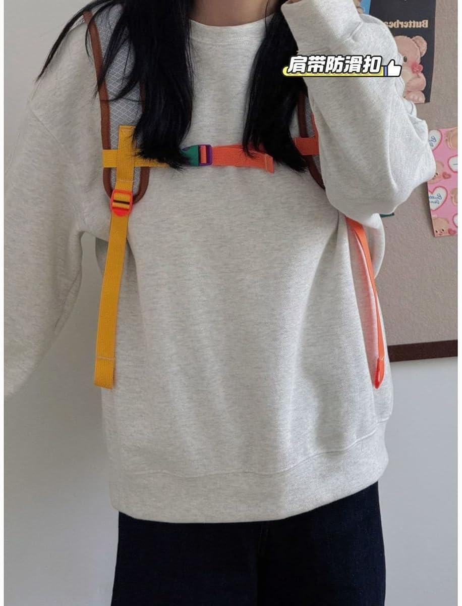 NCDUANSAN Outdoor hiking retro backpack, dopamine color, casual commuting, fashionable sports cycling lightweight design cute (green) - Image 3