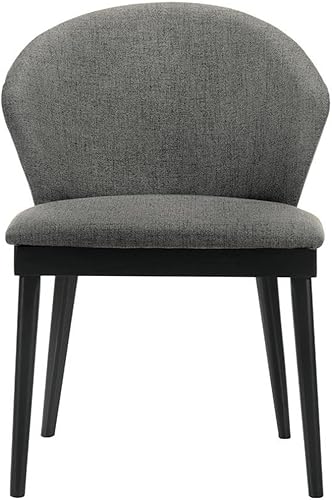Miniatura 4 de Armen Living Juno - Juego de 2 sillas auxiliares de comedor de madera de tela, 19 pulgadas SH, carbón/negro