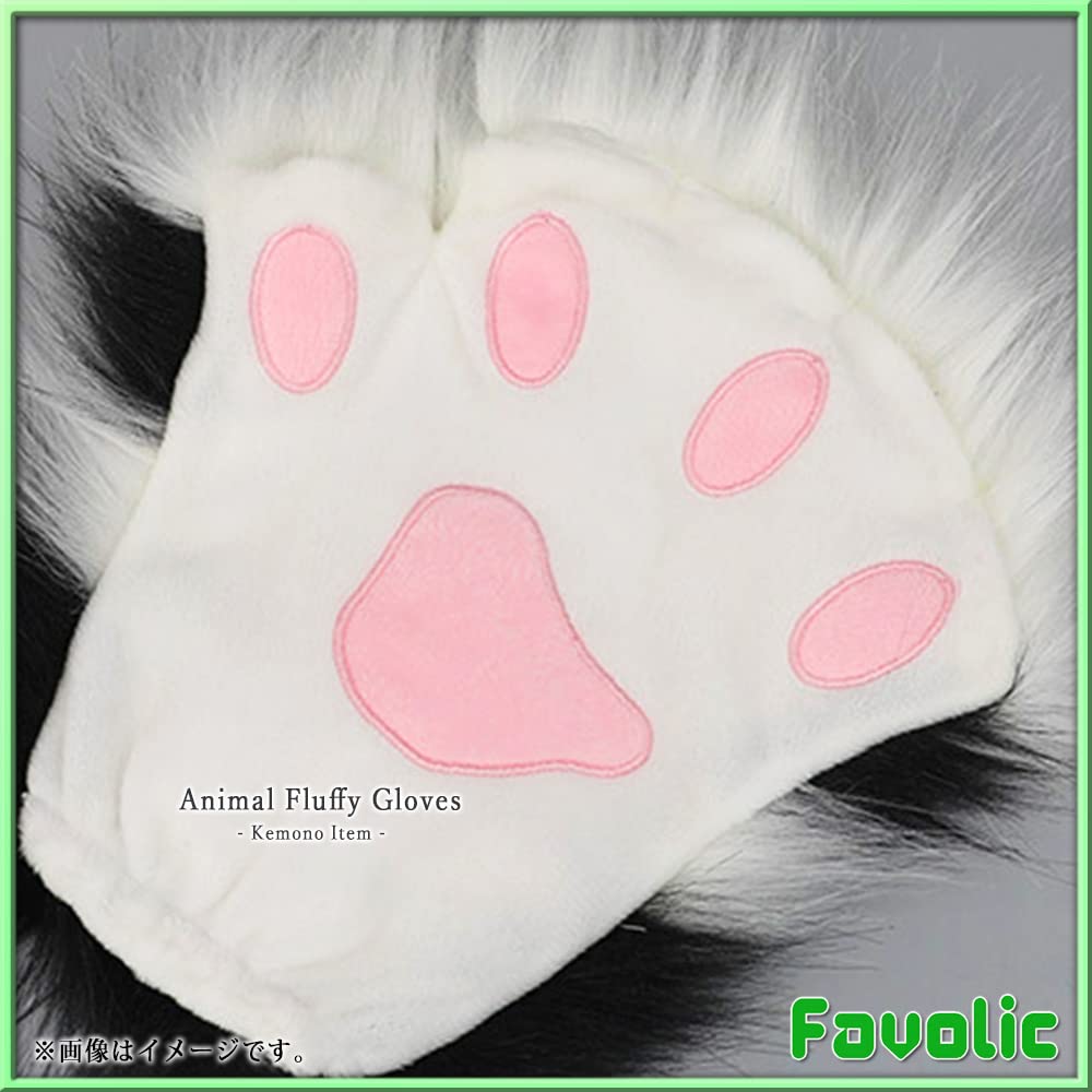 ケモノ用・ふわふわ肉球手袋／黒×赤×白 runa2253.jpg
