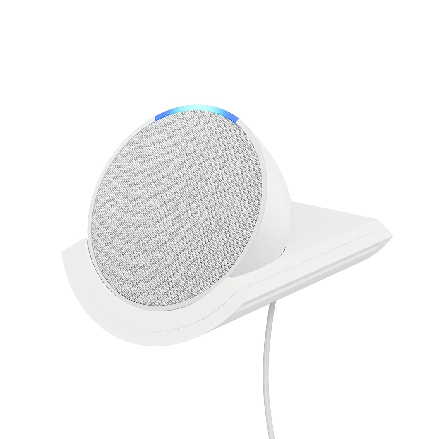 Amazon Amazon Echo Pop, Blanc + Fixation murale pour étagère, « Made for Amazon », Blanc