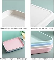 Vista 4 de Bandeja decorativa de paja de trigo irrompible para sofá, fiesta, comedor, picnic, aperitivo, aperitivo (beige)