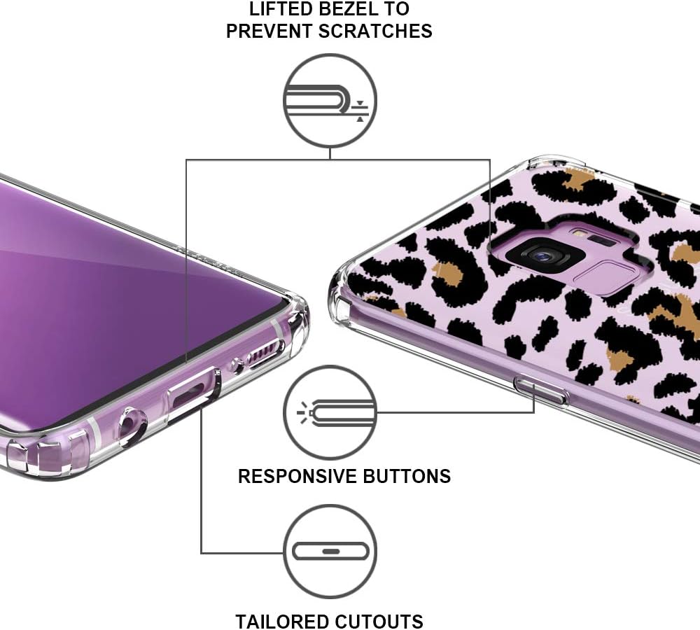 MOSNOVO Galaxy S9 Case, Leopard Print Pattern Clear Design Printed Transparent Plastic Back Hard Case with TPU Bumper Protective Case Cover for Samsung Galaxy S9