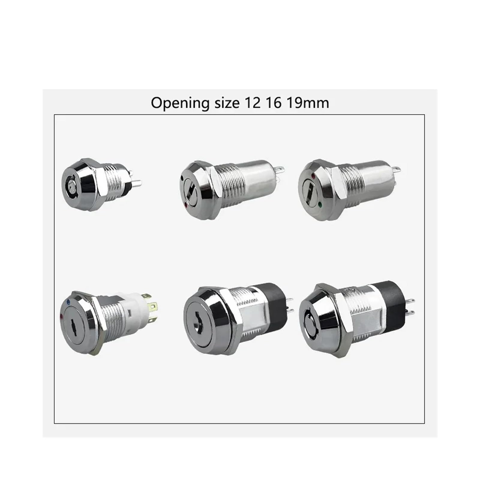 Metall-Schlüsselschalter 5/10/20 Sets 2P 4P 102/135/1203/2801 Elektronische Power Zink Legierung Metall Schlüssel Schalter Schloss 12/16/19mm(S1201(Function one),20 sets)