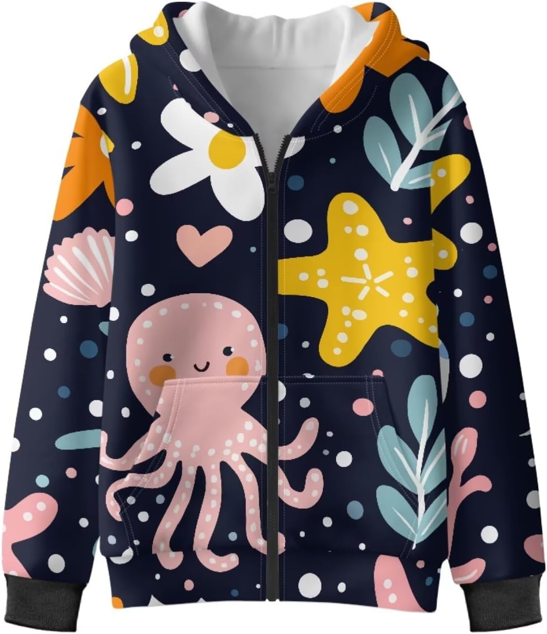Zip Up Hoodie for Girls Winter Fall Hoodies with Pockets Cute Long Sleeve Hooded Sweatshirts for Kids
