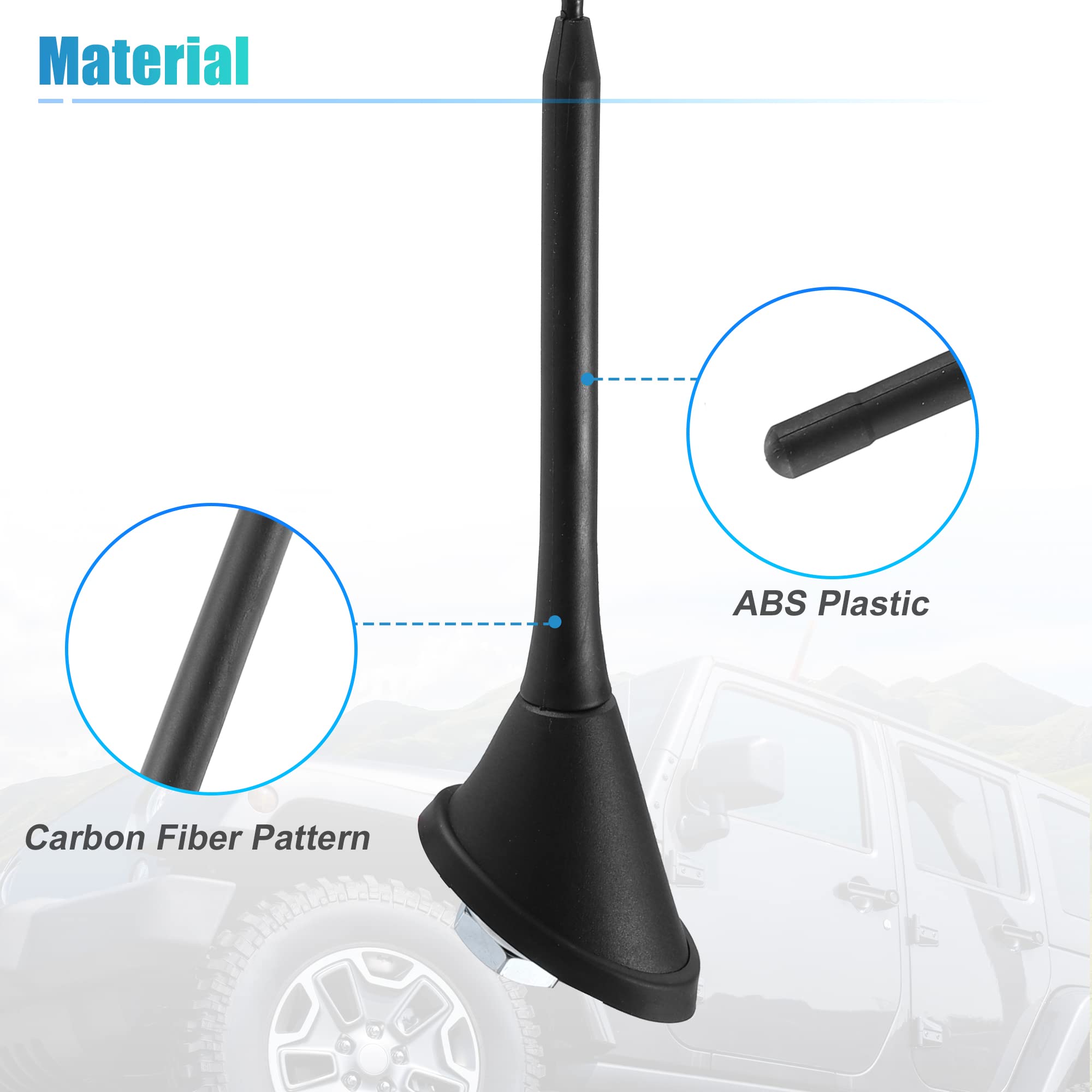 X AUTOHAUX Coche Am FM Radio Señal Antena Mástil con 5m Extensión Cable Negro