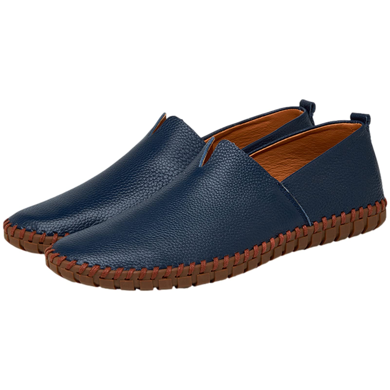 ANUFER Hommes Cuir Véritable Mocassins Plats Glisser sur Mou, Tendre Semelle Faite à la Main Été évidé Chaussures de Conduite Décontractées