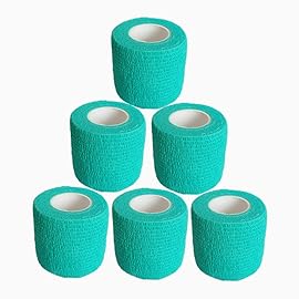 Baisunt 6 Pack 2 Inches Cohesive Bandage Self Adhesive Wrap Elastic Self Adherent Vet Wrap Breathable Self Stick Tape for Wrist, Ankle, Sports, Tatoo Wrap(5 Yards, Green)
