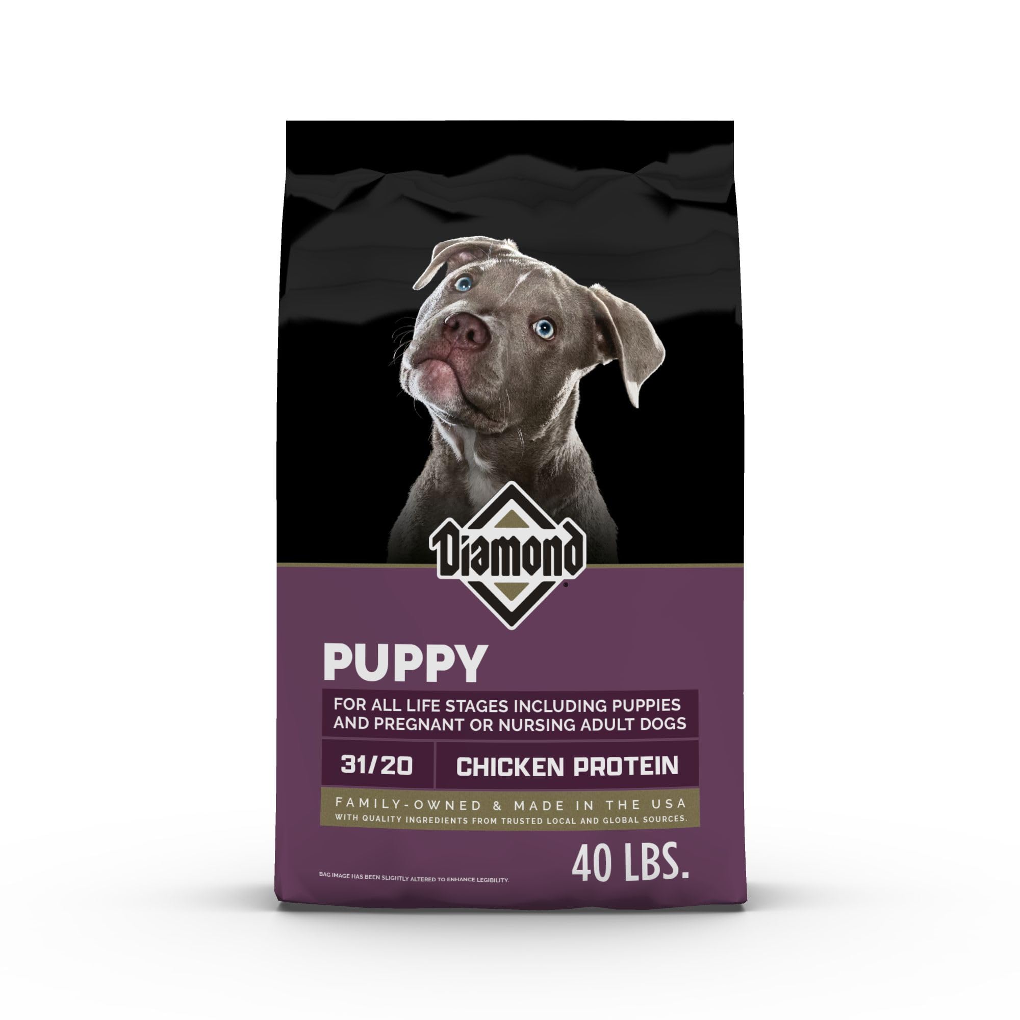 Diamond Puppy Dry Dog Food 31/20 for All Life Stages Including Puppies and Pregnant and Nursing Adult Dogs 40lb Bag
