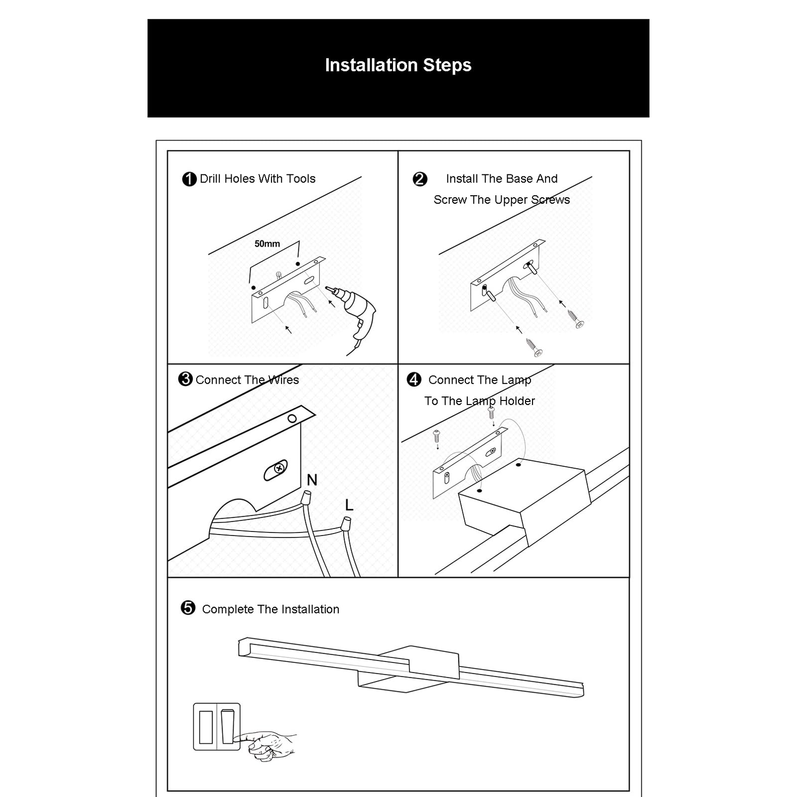 Moderna Barra Luminosa a LED per Illuminazione del Bagno Sconce da Parete Orizzontale 3000k Lampada da Specchio Semplice nordica sopra Lo Specchio per Il Bagno