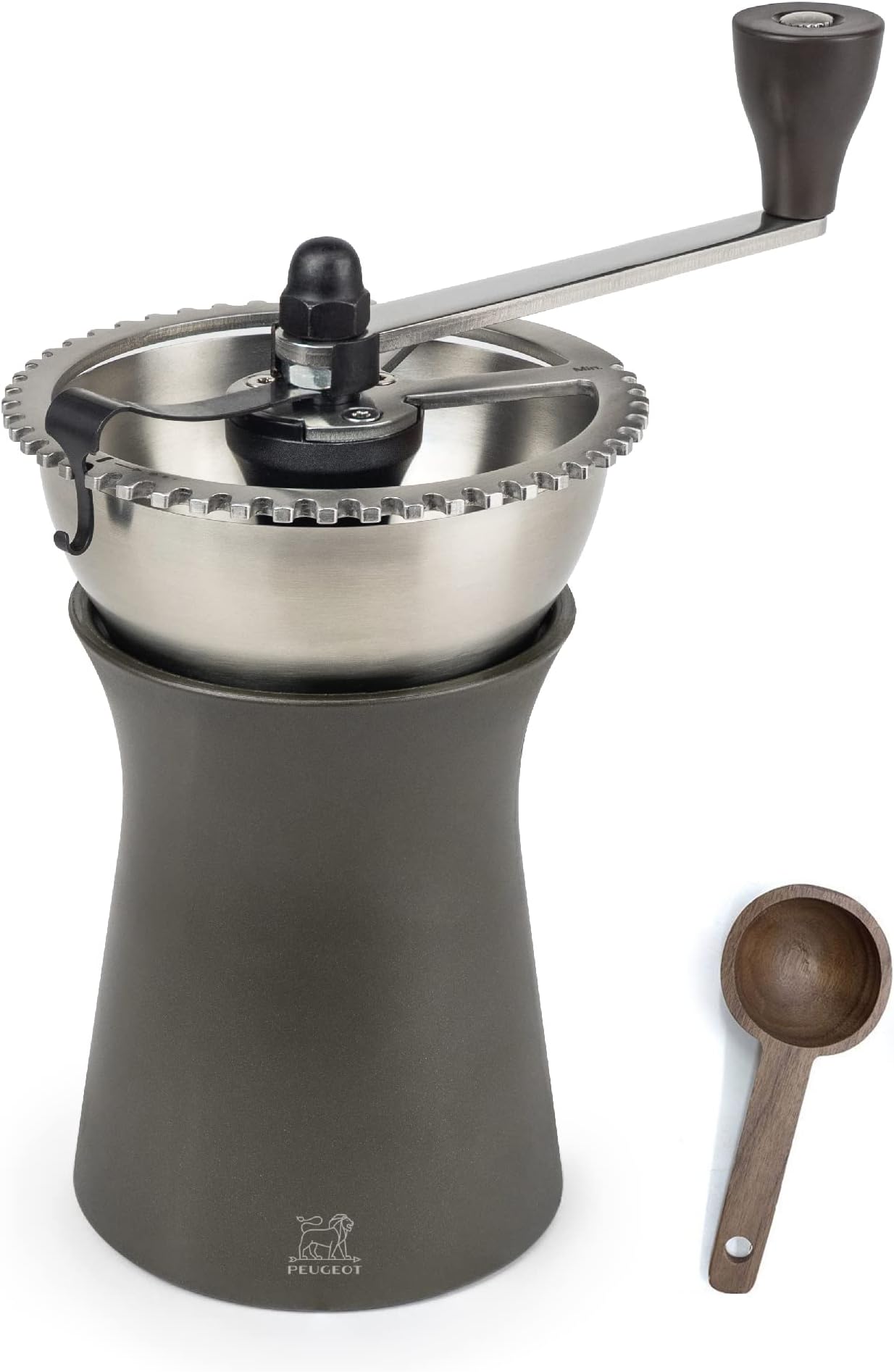 - KRONOS Coffee Grinder, 19 cm/ 7.5 in, Chocolate - With Wooden Spice Scoop