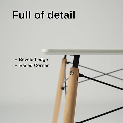 Miniatura 5 de FurnitureR Mesa de comedor rectangular minimalista con patas redondas de madera de haya para el hogar, cocina, sala de estar, esquina, espacios