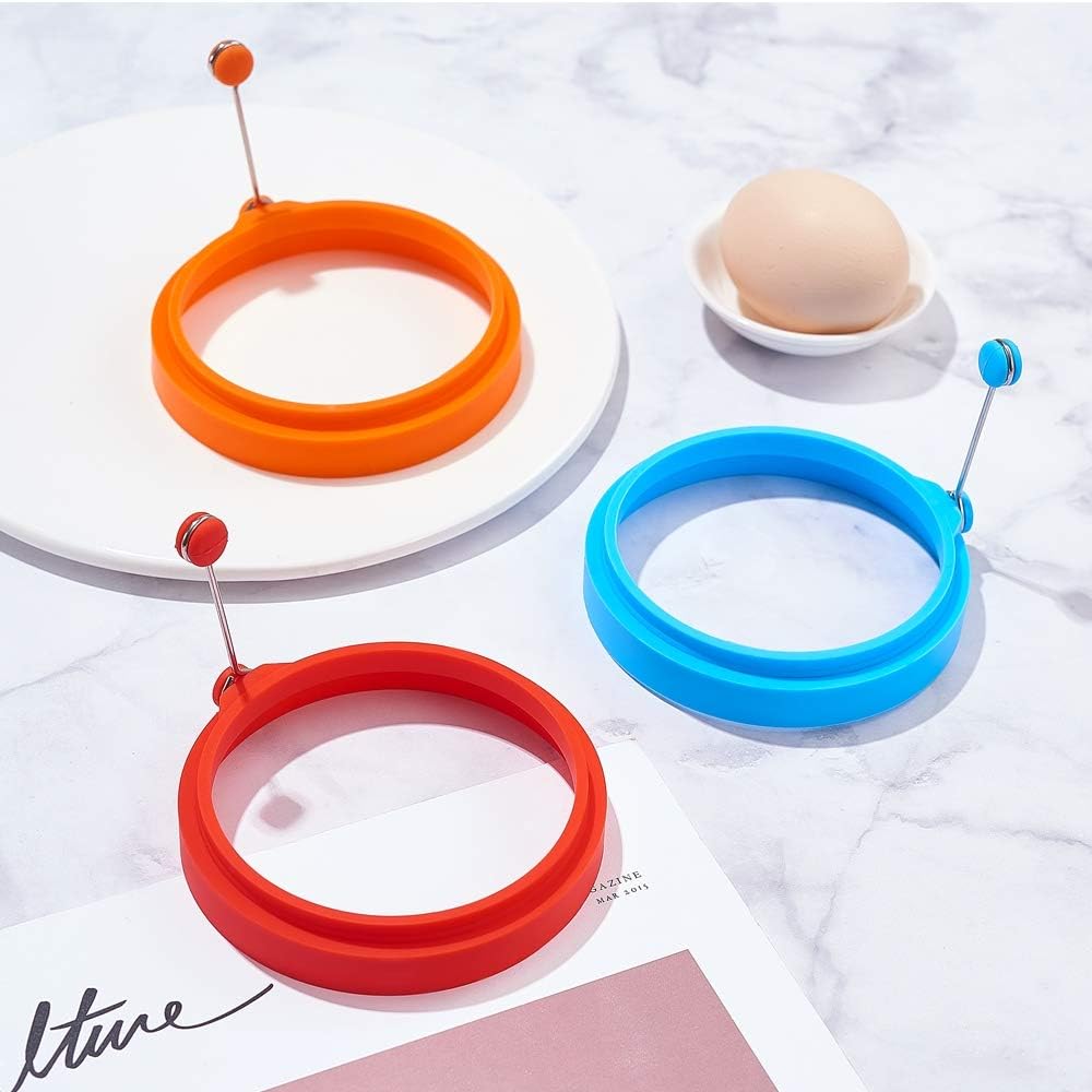 Egg Ring, VOVO 6 Pack 100% Food Grade Egg Cooking Rings, Round Pancake Mold BPA Free, Durable & Reusable Silicone Ring Eggs, Non Stick Silicone Ring for Eggs (circular)