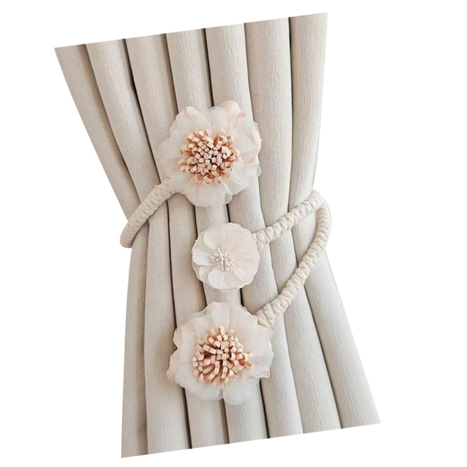ZWWAAZHF Flower Curtain Clip Decorative Window Drapery Holdback Metal Rope Flexible Curtain Tieback Buckle Home Decors Artificial Flower Tieback