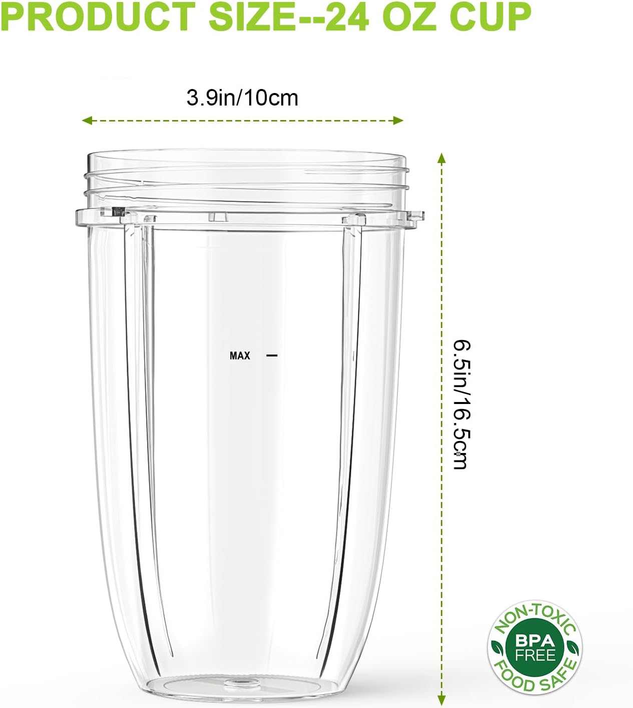 2 Pack 24oz Replacement Blender Cups Compatible with NutriBullet 600W/900W | Fit for Nutribullet Extractor Blades,24 Ounces Blender Cup,Fit for NBR-0601WM