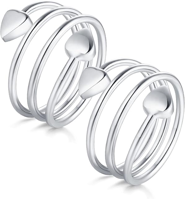 Jeracol Lymphatic Drainage Magnetic Copper Rings for Women Ladies,2 Pcs Love Heart Shape Design Pure Copper Magnetic Rings with Two Strong Magnets, Adjustable Size with A Gift Box