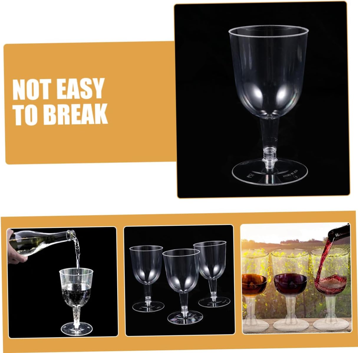 48Pcs Clear Plastic Wine Cups Reusable Beverage Goblets for Parties Festivals and Outdoor Events Elegant Design for Cocktails