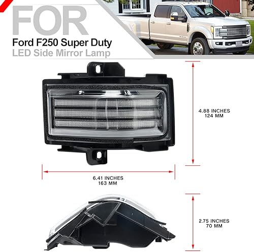 Miniatura 5 de Conjunto de luces LED para espejo lateral para Ford F-150 F-250 F-350 F-450 F-550 Super Duty 2015-2023 LED de remolque manual plegable espejo de