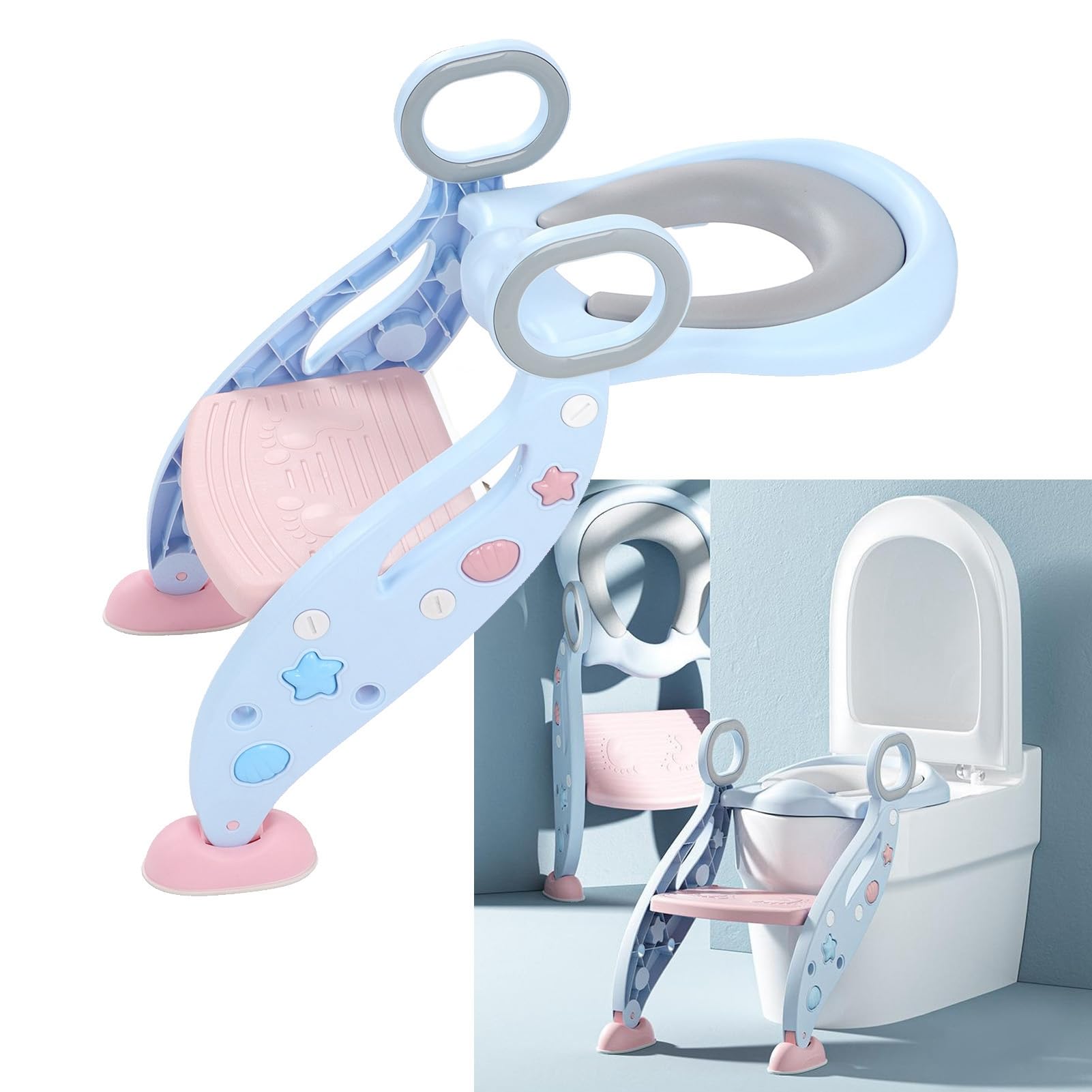 Höhenverstellbarer Töpfchen-Pedal-Baby-Hygiene-Trainingssitz für die Toilette für den Heimgebrauch (PU)