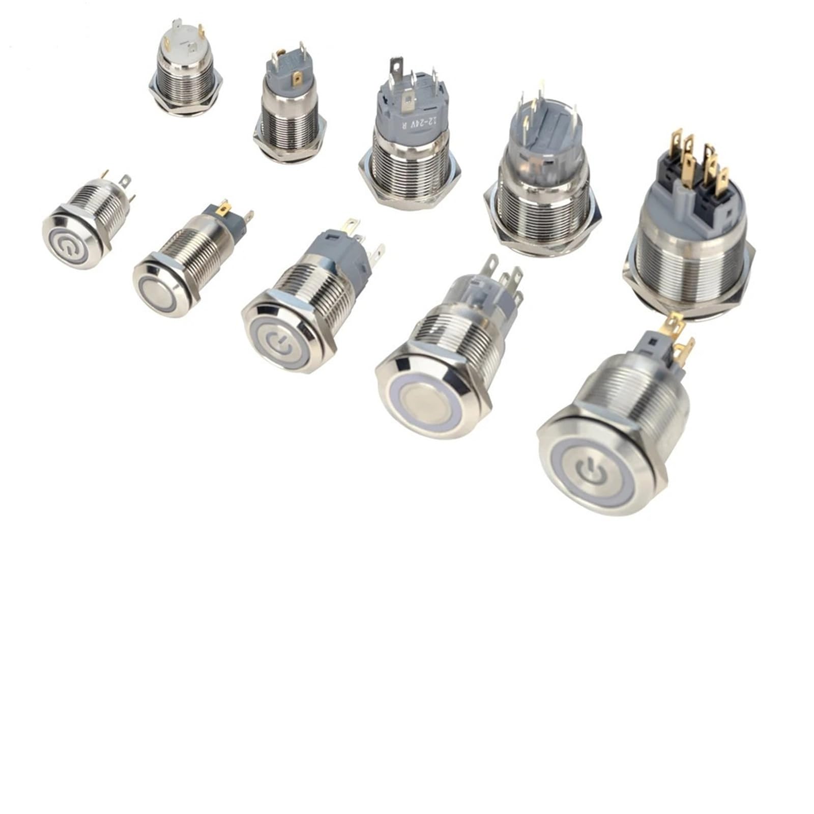 Interrupteur bouton-poussoir en métal 19mm vert à verrouillage durable - 4