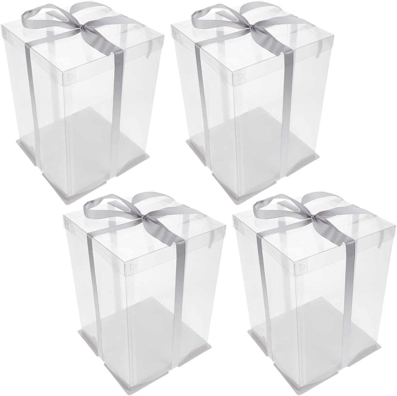 4 Pcs Transparent Portable Birthday Cake Boxes Clear Plastic Packaging Containers with Extra Height for Cupcakes Chocolates and Party Decorations Random Color