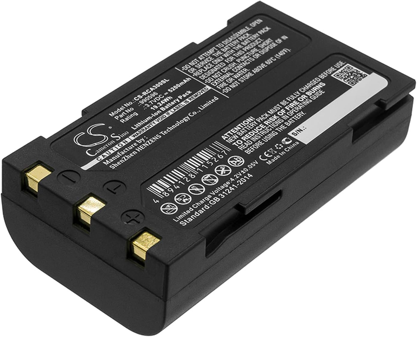 Cameron Sino Battery for RIDGID 37888, 40798, CA-100, CA-300, Micro CA25, Micro CA-300 Inspection Camera PN:RIDGID 990514, 990596 5200mAh / 19.24Wh