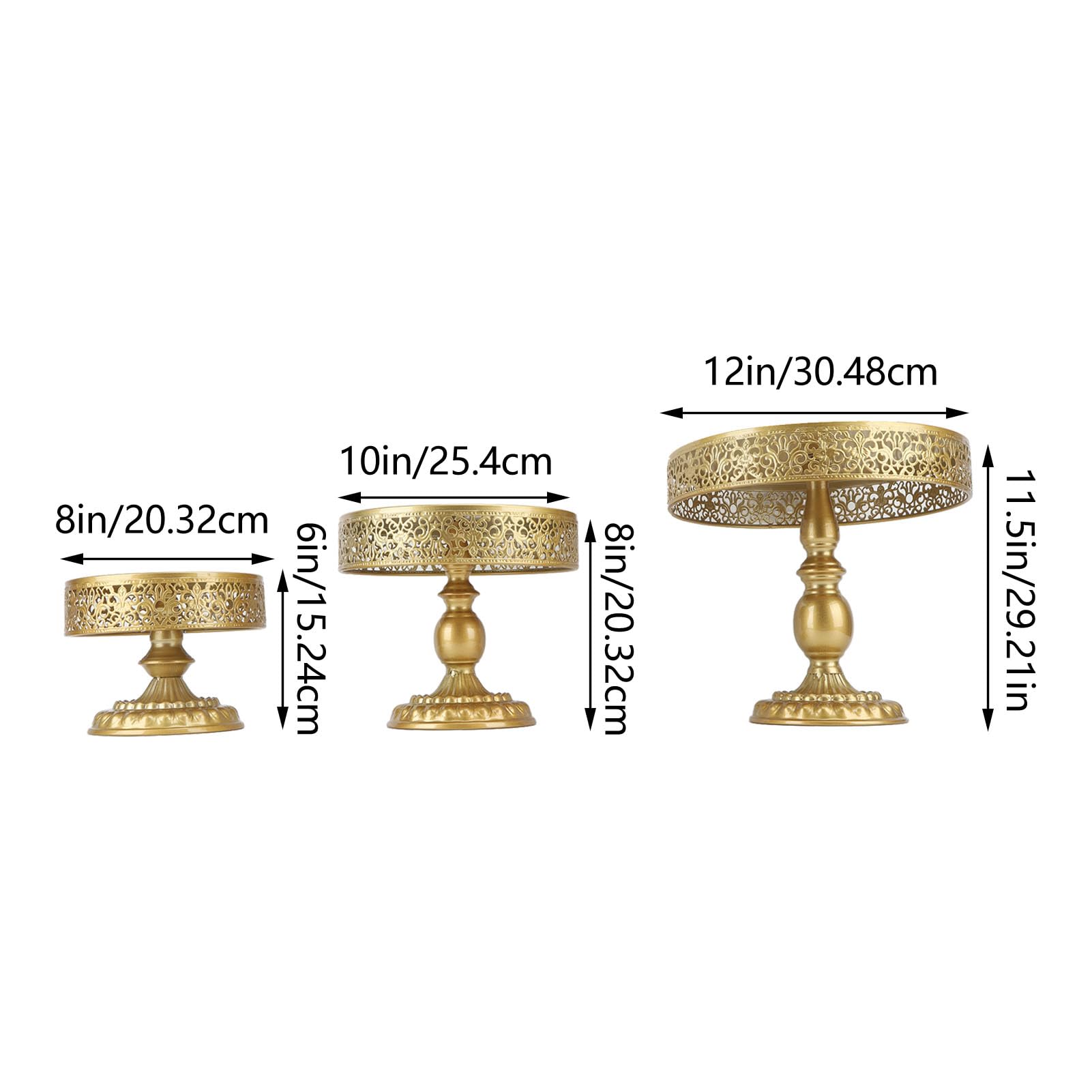 Snowtaros 6 stuks taartstandaard rond metaal dessert display met kristallen parels, 3 etages ronde cupcake staander vintage stijl voor party bruiloft decoratie (Goud