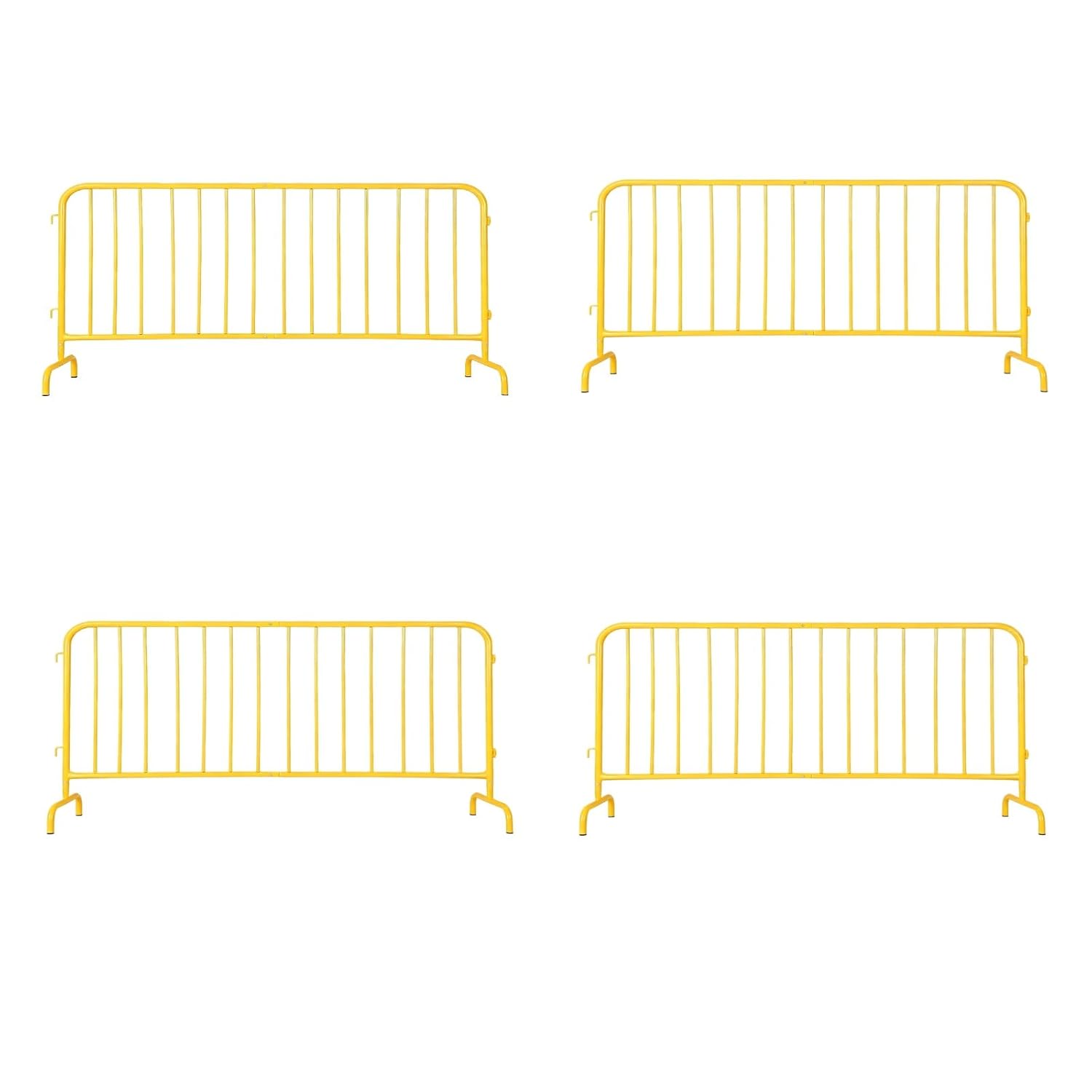4 Pack Interlocking Steel Barricade, 5.5 ft. Heavy-Duty Metal Barricade with Removable Bridge Feet, Tool-Free Assembly, Rust-Proof Powder Coated, for Outdoor Event Crowd Control and Construction