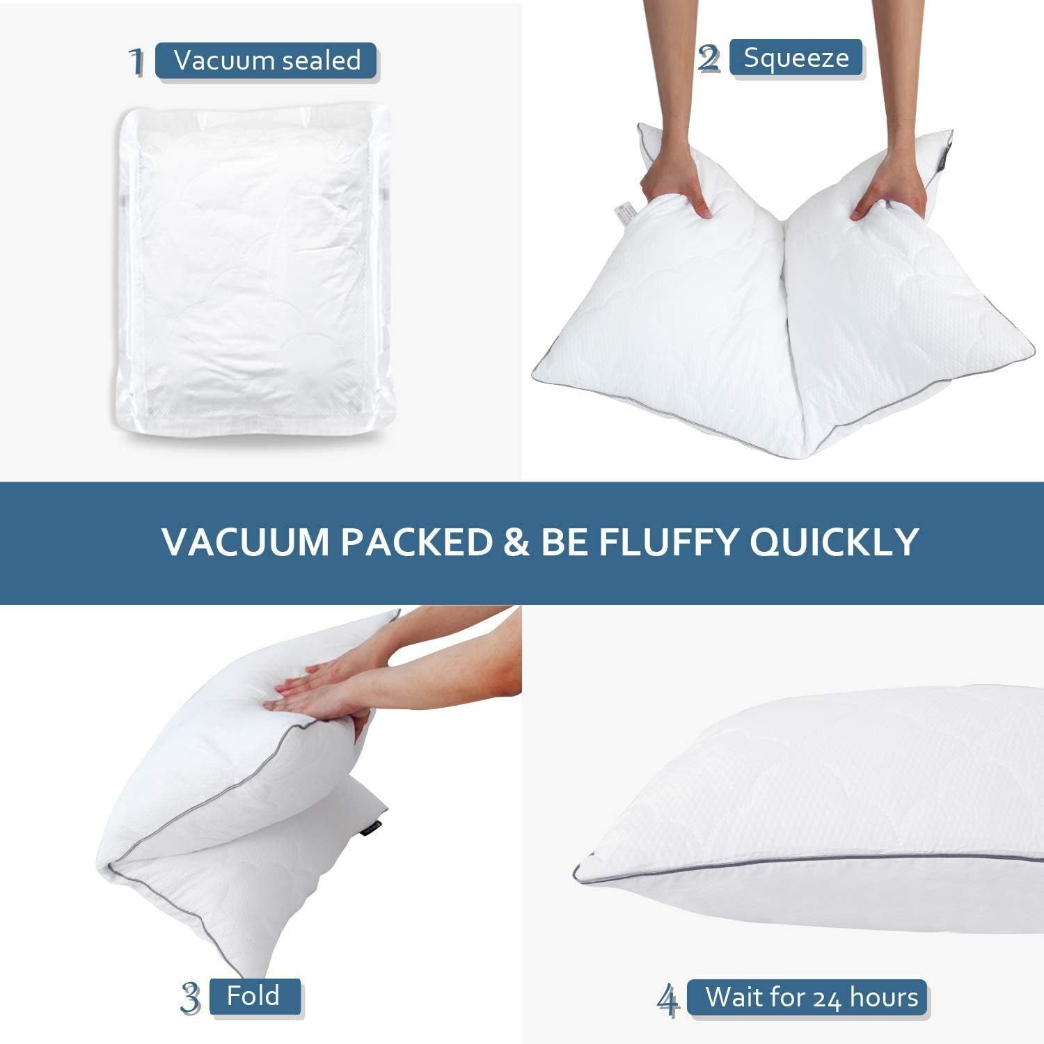 Moonsea King Size Adjustable Bed Pillow for Back/Stomach Sleeper, Soft Pillow for Sleeping King, 20''x36'' Pillow King Size, Thin Bed Pillow Premium Ball Fiber Filling Low Profile Pillow
