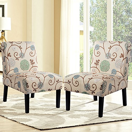 Set of 2 Fabric Accent Dining Chairs Sofa Side Chairs Upholstered Armchair