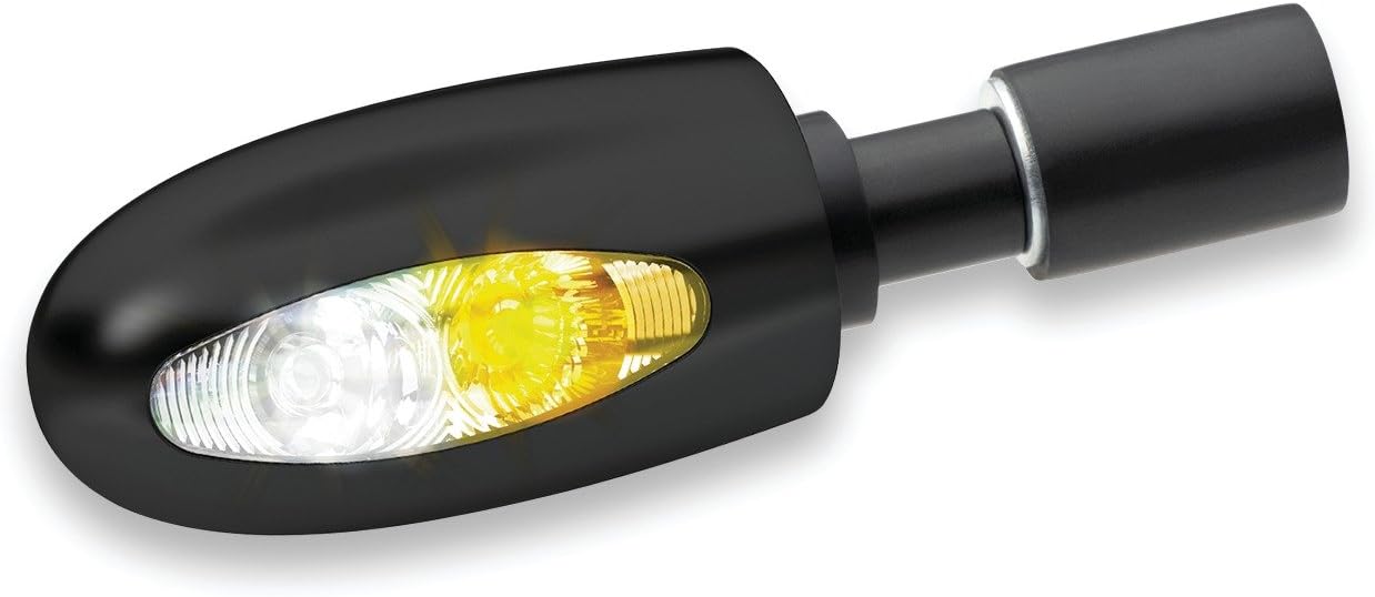 Kuryakyn 2556 Motorcycle Lighting Accessory: Kellermann BL 1000, Handlebar End LED Running/Turn Signal/Blinker Light, White/Amber, Chrome, Pack of 1