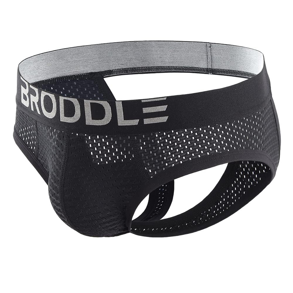 BRODDLE Men's Mesh Padded Pouch Athelic Supporters Breathable Jockstrap Elastic Waistband Low Rise